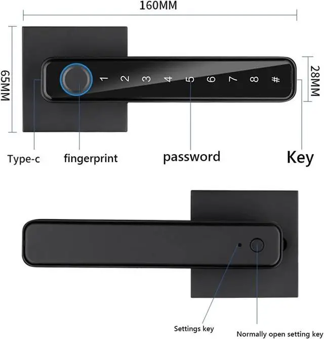 Alt view image 7 of 7 - Biometric Fingerprint Smart Home Door Lock Password Electronic(Purplish red)