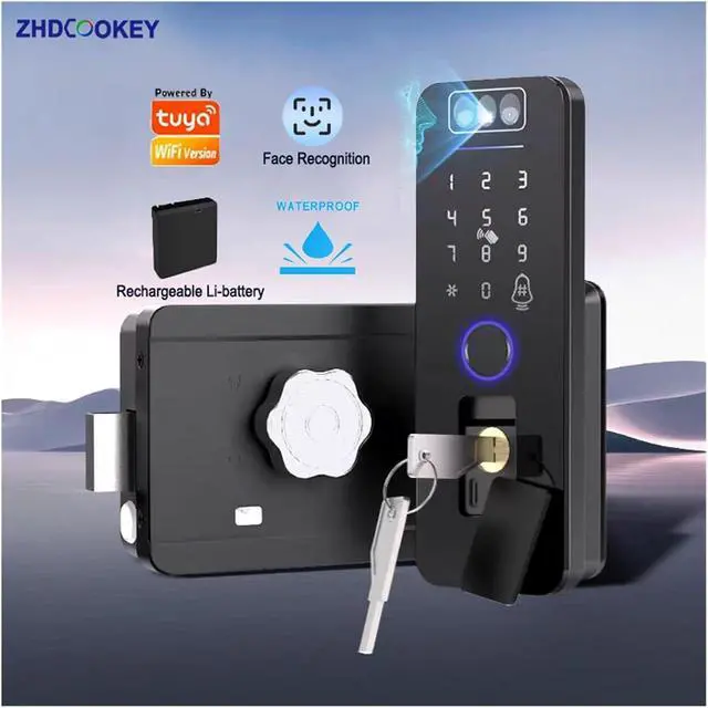 Alt view image 2 of 7 - Smart WiFi Door Lock Waterproof Tuya Face Recognition Fingerprint(Tuya Version(Face))