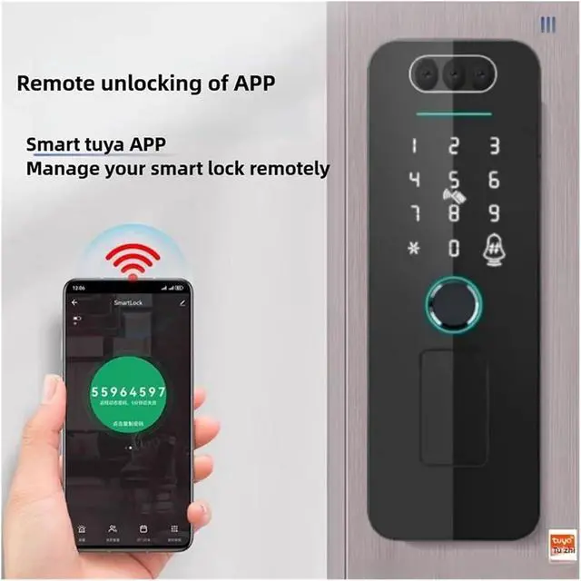 Alt view image 4 of 7 - Smart WiFi Door Lock Waterproof Tuya Face Recognition Fingerprint(Tuya Version(Face))
