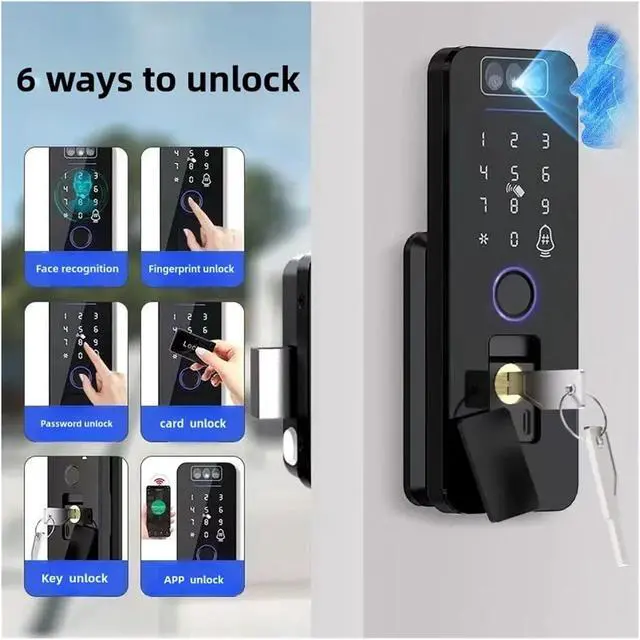 Alt view image 5 of 7 - Smart WiFi Door Lock Waterproof Tuya Face Recognition Fingerprint(Tuya Version(Face))