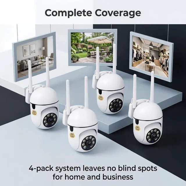 Alt view image 6 of 7 - 4-Pack Wireless 5G WiFi Security Camera System Smart Outdoor Night Vision 1080P