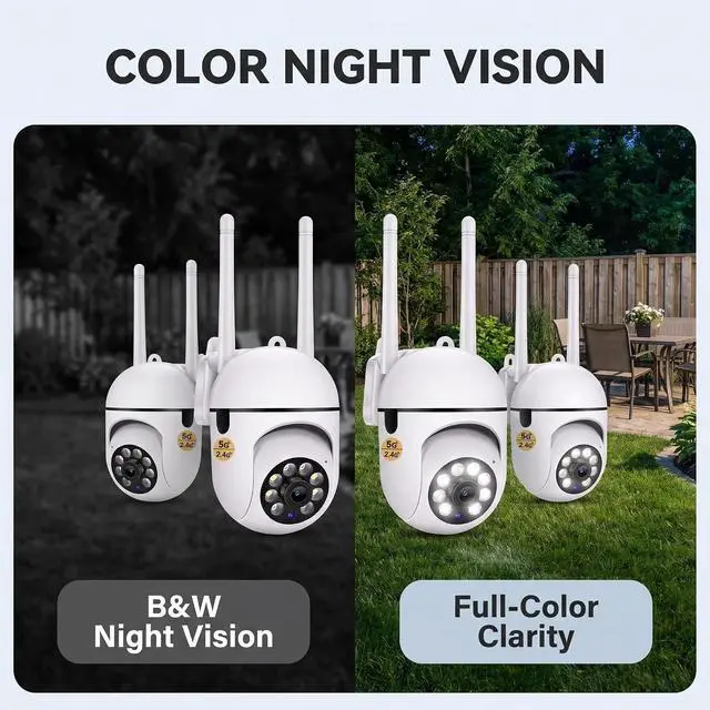 Alt view image 5 of 7 - 4-Pack Wireless 5G WiFi Security Camera System Smart Outdoor Night Vision 1080P