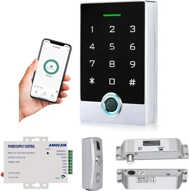 Main image of WiFi Access Control Keypad + K80 Power Supply Control + Metal Push Button + Electric Drop Bolt Lock Bundles