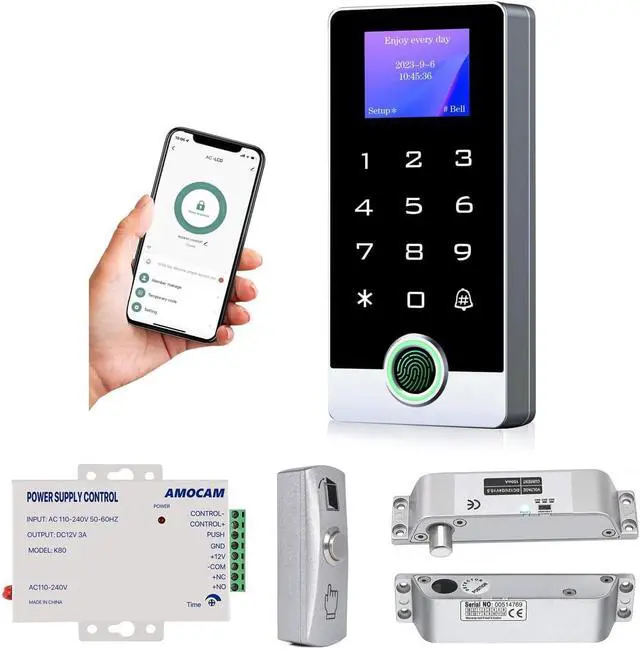 Alt view image 6 of 6 - WiFi Access Control Keypad + K80 Power Supply Control + Metal Push Button + Electric Drop Bolt Lock Bundles