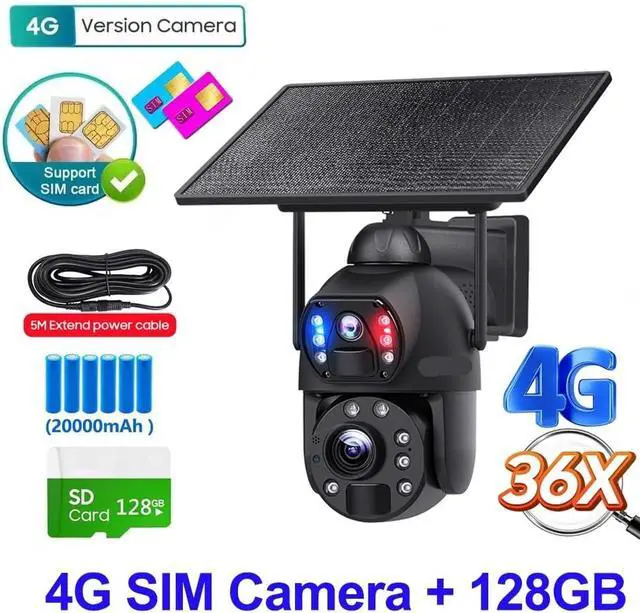 Alt view image 2 of 7 - 12MP 4G WiFi 360° Solar Outdoor Security Camera