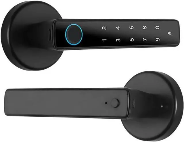 Main image of Matybobe Smart Fingerprint Door Lock with Handle, 4-in-1 Keyless Biometric Door Lock, Fingerprint Password APP Key Unlock, for Door Thicknesses 35-55mm, Easy Installation, for Office Home Bedroom Door