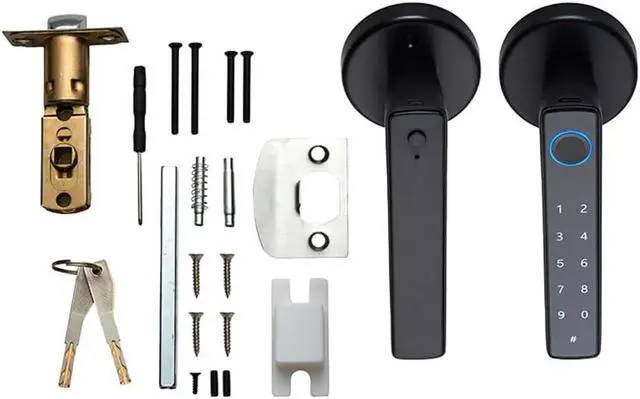 Alt view image 2 of 7 - Matybobe Smart Fingerprint Door Lock with Handle, 4-in-1 Keyless Biometric Door Lock, Fingerprint Password APP Key Unlock, for Door Thicknesses 35-55mm, Easy Installation, for Office Home Bedroom Door