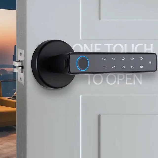 Alt view image 7 of 7 - Matybobe Smart Fingerprint Door Lock with Handle, 4-in-1 Keyless Biometric Door Lock, Fingerprint Password APP Key Unlock, for Door Thicknesses 35-55mm, Easy Installation, for Office Home Bedroom Door