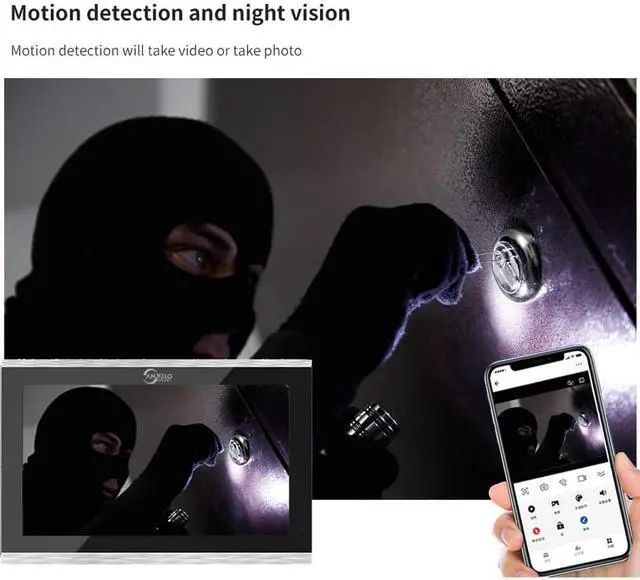 Alt view image 3 of 7 - Wired Video Doorbell Apartment Intercom,7 inch Touch Screen Monitor,1080P Video Entry Doorphone Door Camera,TUYA WiFi Smart Home Door Phone Kits for Home Villa,64G (Two doorbell+one Monitor)