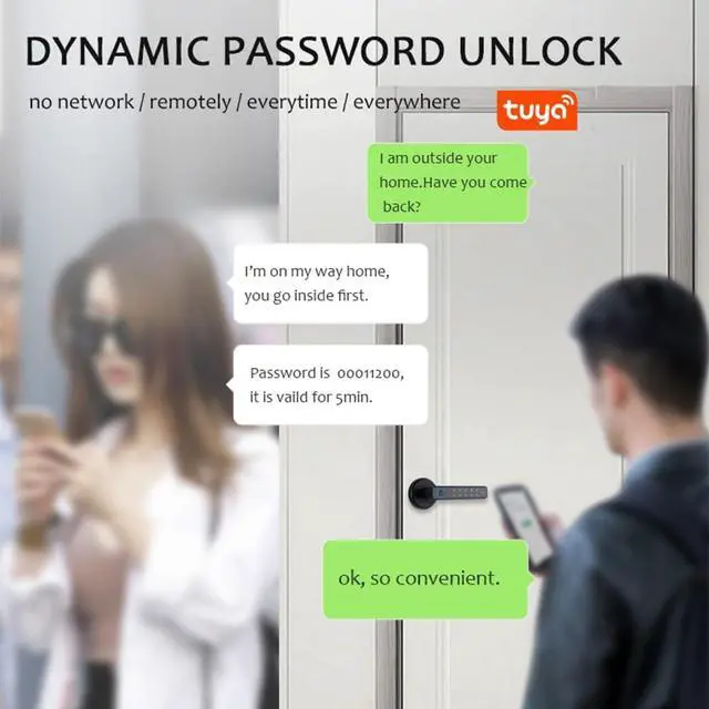 Alt view image 6 of 7 - Matybobe Smart Fingerprint Door Lock with Handle, 4-in-1 Keyless Biometric Door Lock, Fingerprint Password APP Key Unlock, for Door Thicknesses 35-55mm, Easy Installation, for Office Home Bedroom Door