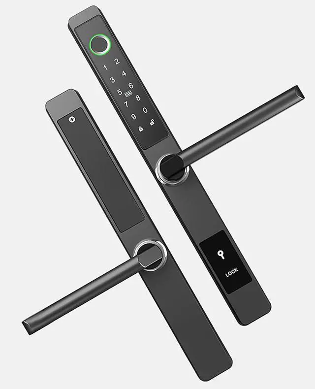 Main image of TTlock App Fingerprint Electronic Digital Smart Narrow Door Lock for Sliding Metal Framed Glass Door(Black Long)