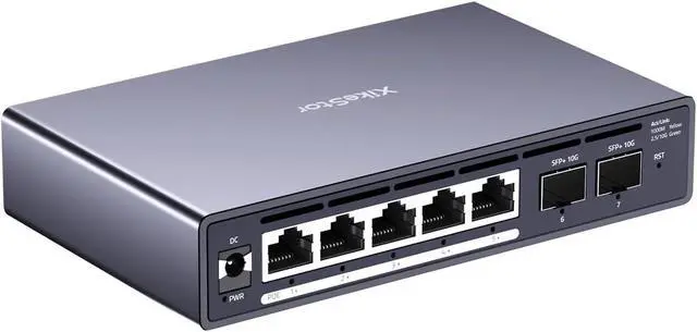 Main image of 7 port 2.5Gb Managed POE Switch,5 x 2.5G Base-T POE Ports, 2 x 10G SFP,30W Per Port, 30W Per Port,100W Total, IEEE 802.3af/at Metal FanlessDesktop/Wall Mount,Plug & Play, for IP Cameras, NAS
