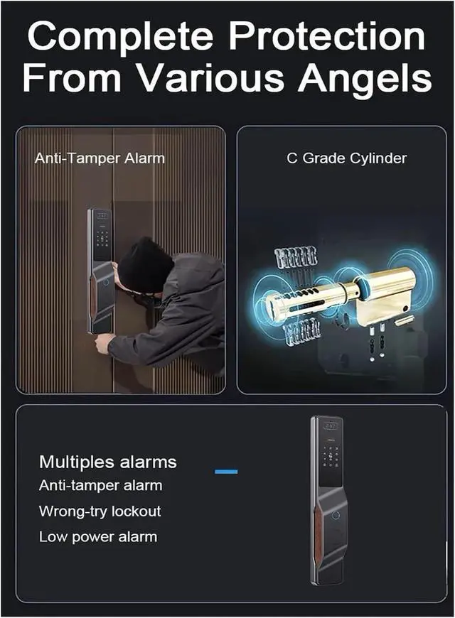 Alt view image 4 of 7 - Fingerprint Lock Vein Recognition Intelligent Door Lock Intelligent Home Linkage Anti-Theft Door Electronic Lock