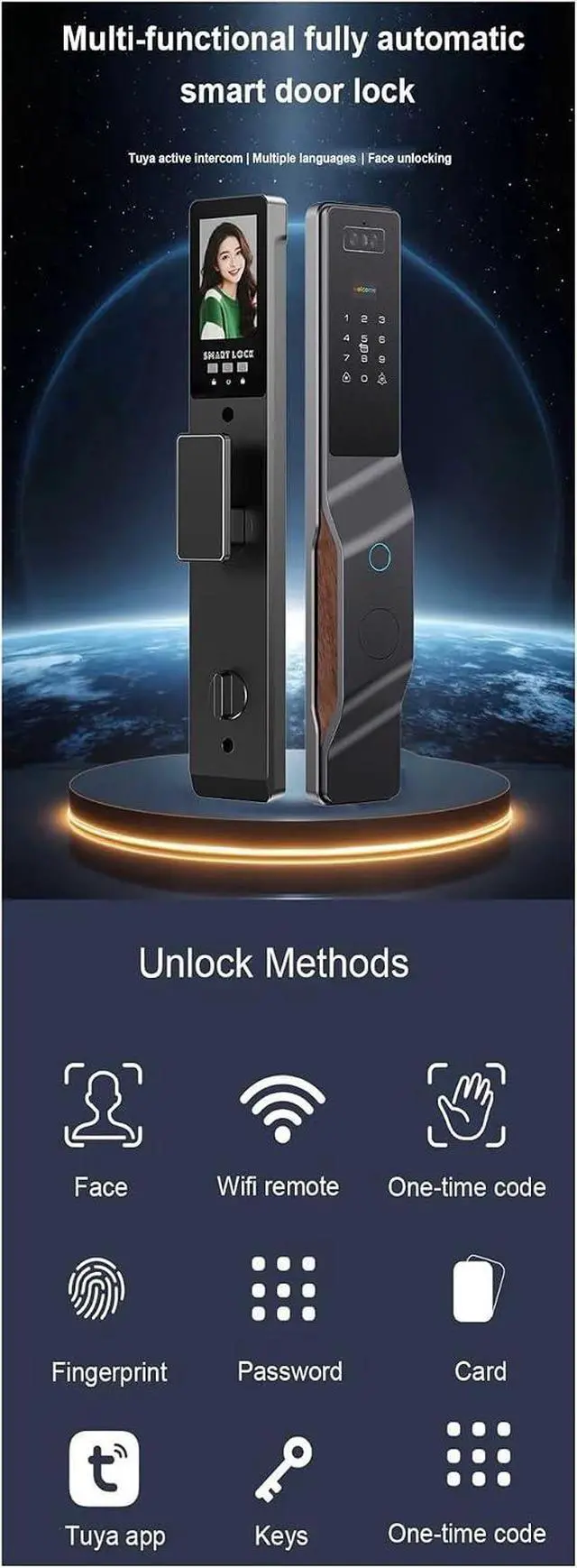 Alt view image 3 of 7 - Fingerprint Lock Vein Recognition Intelligent Door Lock Intelligent Home Linkage Anti-Theft Door Electronic Lock