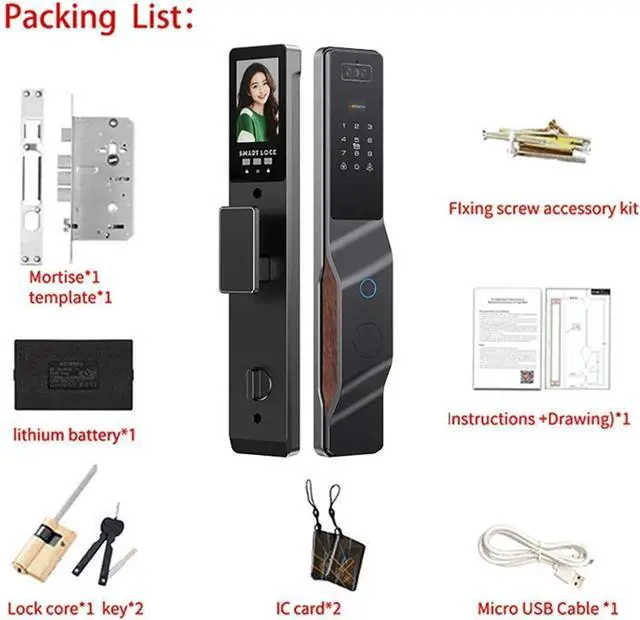 Alt view image 7 of 7 - Fingerprint Lock Vein Recognition Intelligent Door Lock Intelligent Home Linkage Anti-Theft Door Electronic Lock