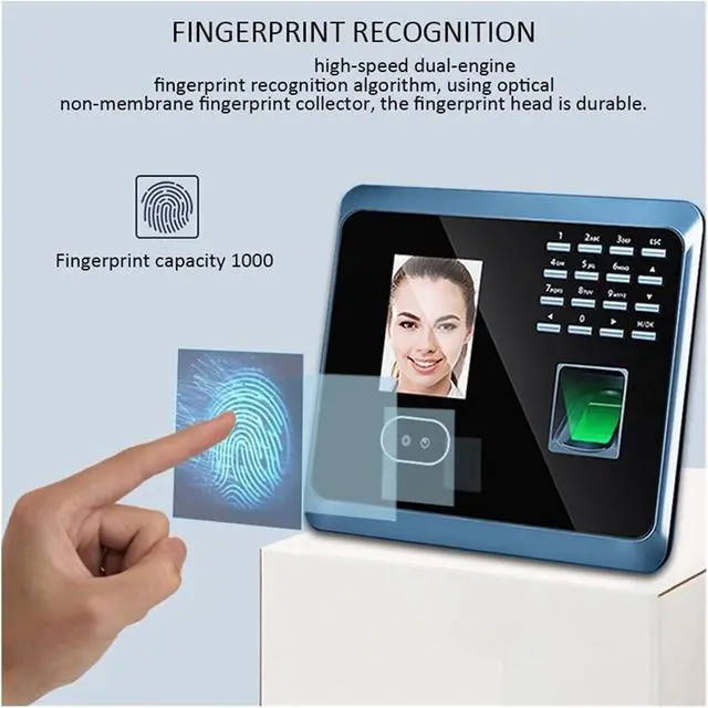Alt view image 5 of 7 - WiFi Biometric Fingerprint Face Recognition Time Attendance Machine System with Keyboard Facial Time Clock(UF100,English,US Plug)