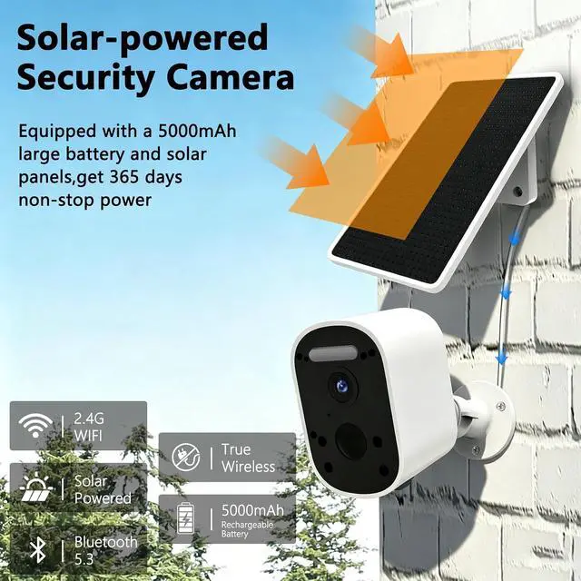 Alt view image 3 of 7 - Security Camera Bundle: 2K Solar Outdoor Wireless Camera + 4Pcs Home Security Camera System with Monitor, AI Motion Detection, Night Vision, 2-Way Audio, Full House Coverage for Indoor Outdoor Use