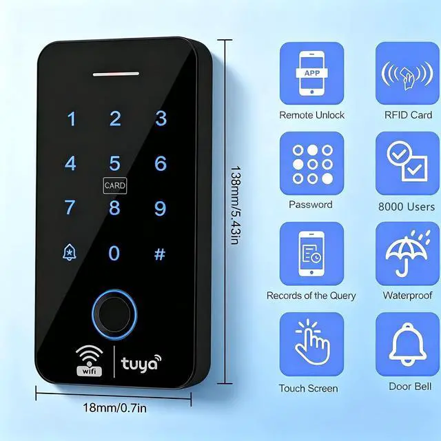 Alt view image 2 of 7 - Fingerprint Access Control Kit, Small Electric Lock, IP68, Tuya APP Remote