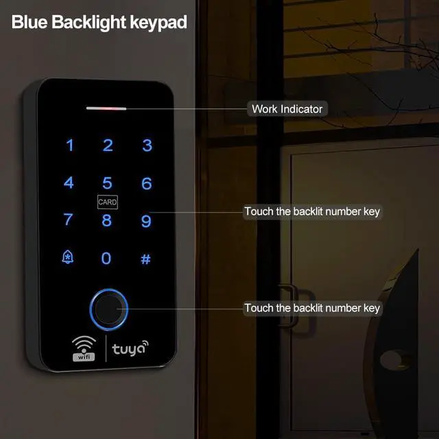 Alt view image 7 of 7 - Fingerprint Access Control Kit, Small Electric Lock, IP68, Tuya APP Remote