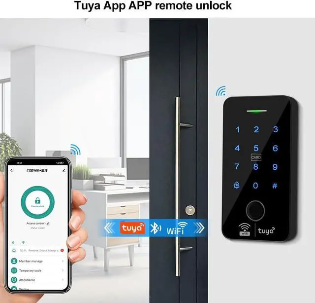 Alt view image 4 of 7 - Fingerprint Access Control Kit, Small Electric Lock, IP68, Tuya APP Remote
