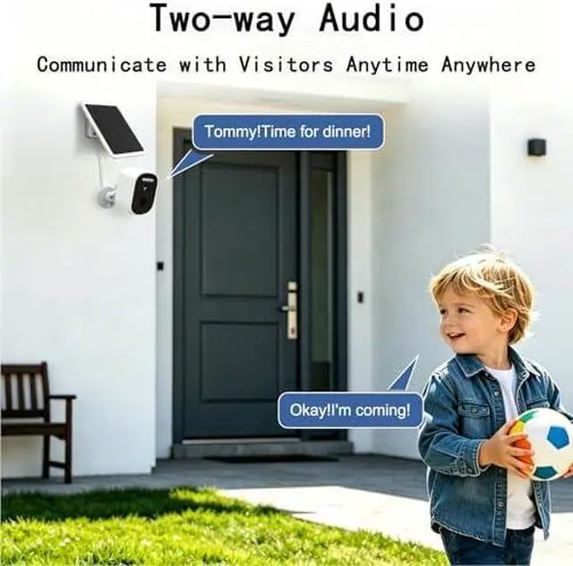 Alt view image 5 of 7 - Security Camera Bundle: 2K Solar Outdoor Wireless Camera + 4Pcs Home Security Camera System with Monitor, AI Motion Detection, Night Vision, 2-Way Audio, Full House Coverage for Indoor Outdoor Use
