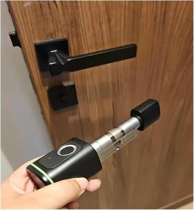 Alt view image 6 of 7 - Smart Cylinder Lock TTlock Biometric Fingerprint Card Euro Cylinder Lock Electronic Smart Door Lock(White)