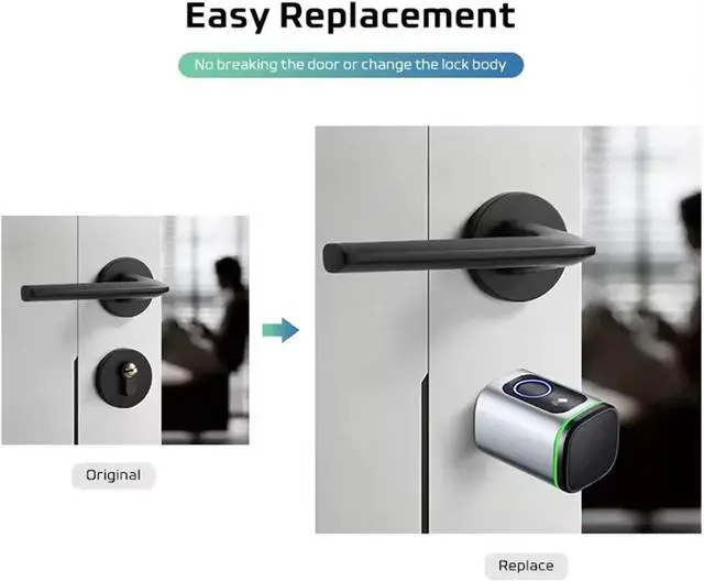 Alt view image 7 of 7 - Smart Cylinder Lock TTlock Biometric Fingerprint Card Euro Cylinder Lock Electronic Smart Door Lock(White)