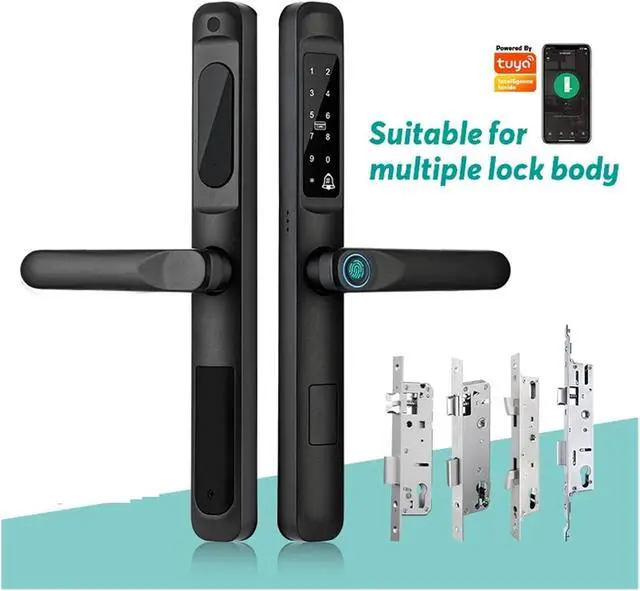 Alt view image 3 of 7 - Tuya WiFi App Waterproof Smart Door Lock Aluminum Biometric Lock Fingerprint Door Handle Digital Keyless Lock for Glass Sliding(A6 TYS6085)