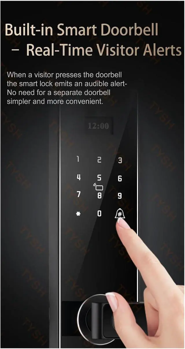 Alt view image 4 of 7 - Tuya App Waterproof Lock WiFi Smart Fingerprint Door Lock Smart Digital Remote Unlock Keyless Code Electronic Door Lock