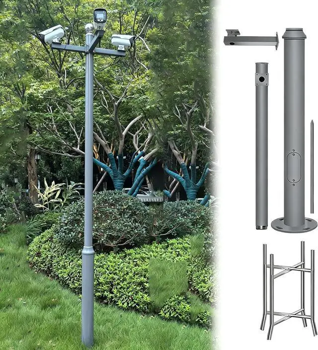 Main image of Gray Surveillance Camera Splicing Pole 6ft 8 10' 15 20 Feet, Multi-Functional Security Camera Ground Pole Mount for Exterior Gardens/Industrial Parks/Backyard(2 m/6.6 ft)