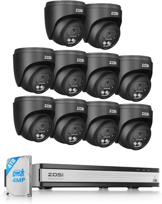 Main image of ZOSI C220 16CH 4K PoE Home Security Camera System, 16 Channel 4K 8MP NVR with 4TB HDD for 24/7 Record, 10 x 4MP(1440p) QHD 2.5K Dome IP Cameras Outdoor Indoor, Smart AI Human Detection, Two-Way Audio