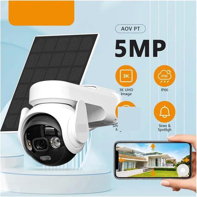Alt view image 2 of 7 - PT 5MP with Solar Panel 360° PTZ Outdoor Security Camera 4G LTE WiFi Network 10000mAh Battery Auto Tracking IP Camera(Type-C_EU Version AOV)