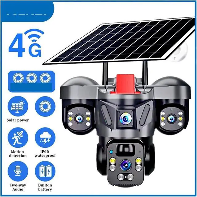 Alt view image 2 of 7 - 6MP Solar PTZ Security Camera 4G WiFi Triple Lens Built-in Battery Outdoor Human Detection Surveillance Cam