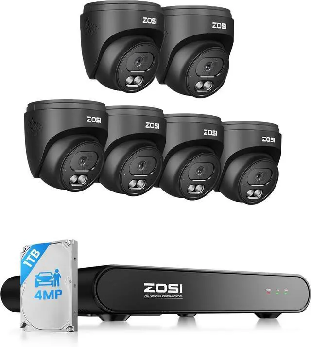 Main image of ZOSI C220 4CH 4MP QHD 2.5K PoE Home Security Camera System, 6 x 4MP(1440p) Dome IP Cameras Outdoor Indoor, Smart AI Human Detection, Two-Way Audio, 4CH 5MP 3K NVR with 1TB HDD for 24/7 Record