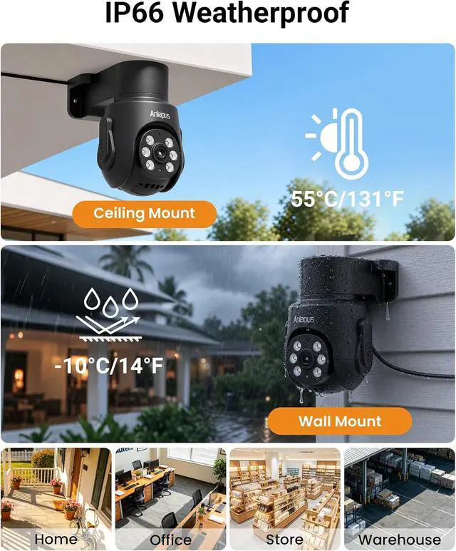 Alt view image 5 of 7 - Anlapus 4K 8MP TVI CCTV Home Surveillance Dome PT Camera, Wired Add-on Camera with 360° pan and 140° tilt, 80ft IR Night Vision, IP66 Weatherproof, Included 100ft 4K BNC Video Power Cable