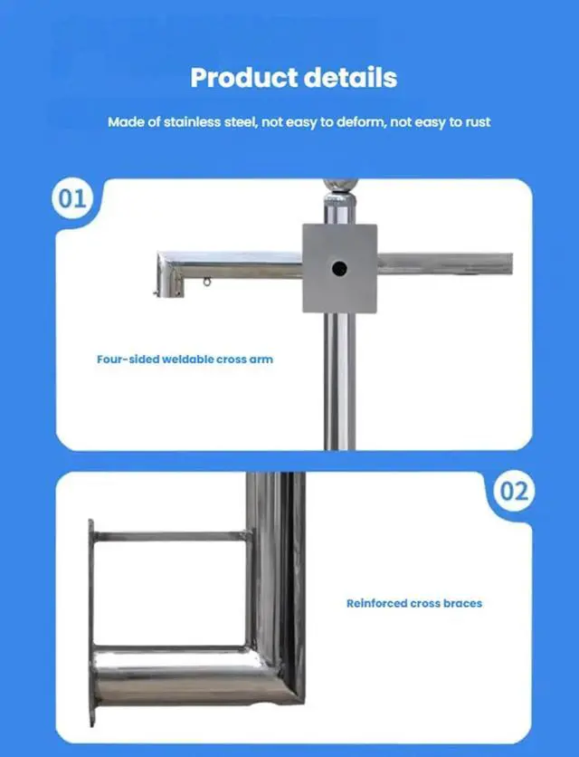 Alt view image 4 of 6 - Overlength Surveillance Bracket Outdoor Camera Mounting Pole - for Parking Lots, and Wall Tops - Durable, Courtyards, Adjustable, Easy Installation(White-A,120cm/47.24in)