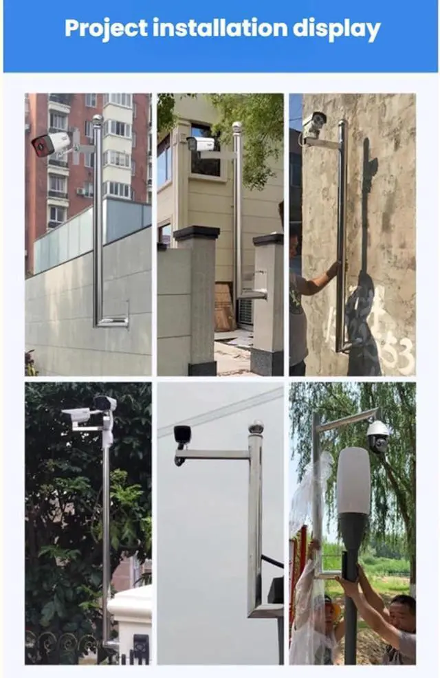 Alt view image 6 of 6 - Overlength Surveillance Bracket Outdoor Camera Mounting Pole - for Parking Lots, and Wall Tops - Durable, Courtyards, Adjustable, Easy Installation(White-A,120cm/47.24in)