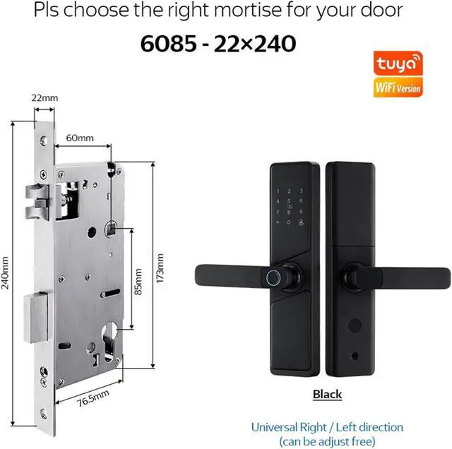 Alt view image 2 of 3 - 9 Languages Smart Electronic Door Lock with Biometric Fingerprint Interface Tuya WiFi Compatible Home Security(702-TY 6085)