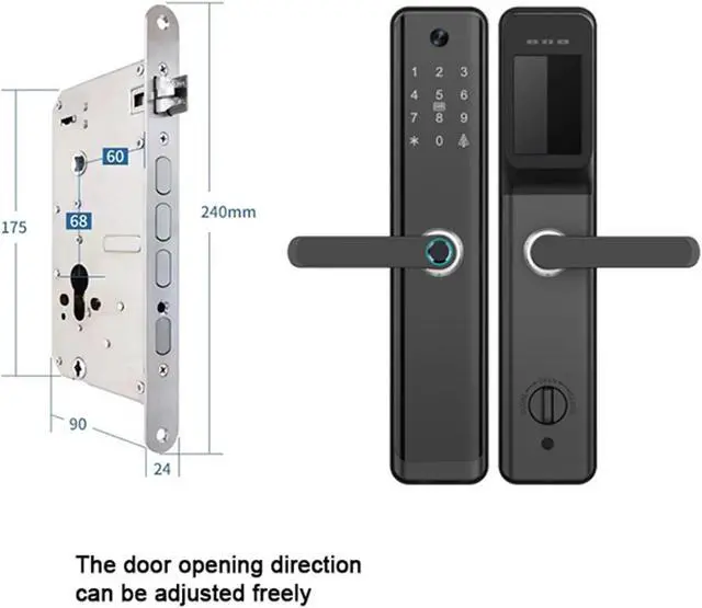 Alt view image 2 of 7 - WiFi Tuya Smart Lock with Handle English/Russian/Spanish/Portuguese Fingerprint Password Electronic Smart Door Lock(H12 24240 S)