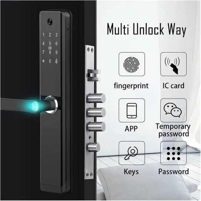 Alt view image 3 of 7 - WiFi Tuya Smart Lock with Handle English/Russian/Spanish/Portuguese Fingerprint Password Electronic Smart Door Lock(H12 24240 S)