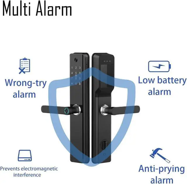 Alt view image 7 of 7 - WiFi Tuya Smart Lock with Handle English/Russian/Spanish/Portuguese Fingerprint Password Electronic Smart Door Lock(H12 24240 S)