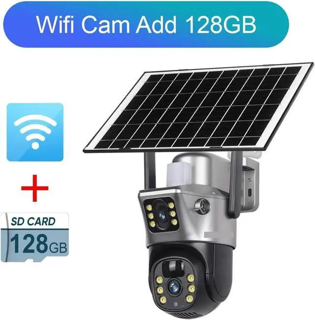 Alt view image 2 of 7 - 4K 8MP Dual Screen Solar Camera Outdoor 4G/WiFi PTZ Dual Lens Security Protection Auto Tracking CCTV Cameras(WiFi Cam Add 128G)