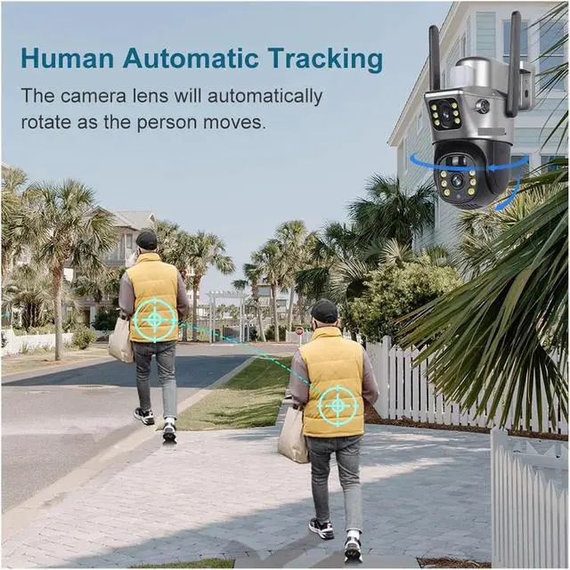Alt view image 7 of 7 - 4K 8MP Dual Screen Solar Camera Outdoor 4G/WiFi PTZ Dual Lens Security Protection Auto Tracking CCTV Cameras(WiFi Cam Add 128G)