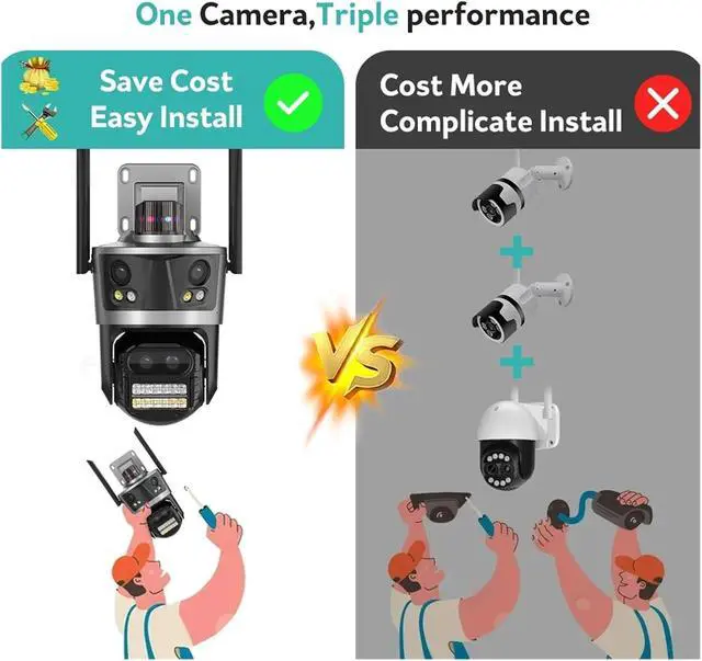 Alt view image 4 of 6 - 4K 8MP 4-Lens PTZ Camera - Outdoor WiFi Security