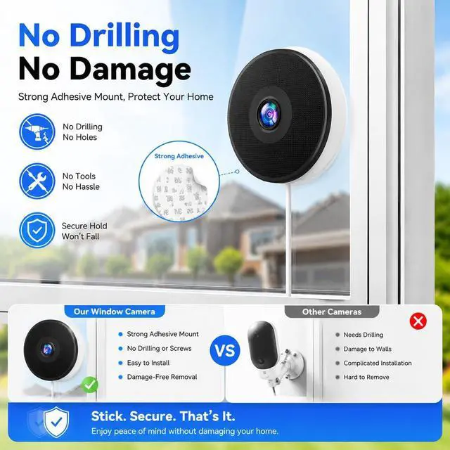 Alt view image 3 of 7 - DYPCO Window Camera, 2K Indoor Window Camera with 5G & 2.4G WiFi, Plug-in Window Camera for Home Security, Pet & Baby Monitor, Color Night Vision, Motion Detection, 2-Way Audio, App Control (2 Pack)