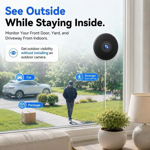 Alt view image 4 of 7 - DYPCO Window Camera, 2K Indoor Window Camera with 5G & 2.4G WiFi, Plug-in Window Camera for Home Security, Pet & Baby Monitor, Color Night Vision, Motion Detection, 2-Way Audio, App Control (2 Pack)