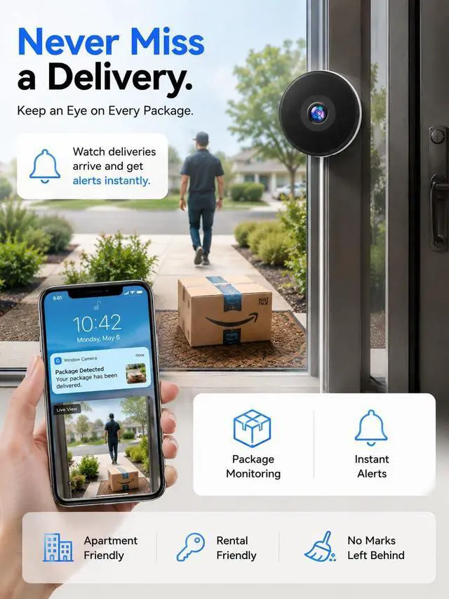Alt view image 5 of 7 - DYPCO Window Camera, 2K Indoor Window Camera with 5G & 2.4G WiFi, Plug-in Window Camera for Home Security, Pet & Baby Monitor, Color Night Vision, Motion Detection, 2-Way Audio, App Control (2 Pack)