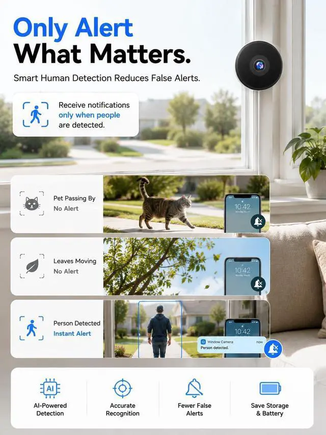 Alt view image 7 of 7 - DYPCO Window Camera, 2K Indoor Window Camera with 5G & 2.4G WiFi, Plug-in Window Camera for Home Security, Pet & Baby Monitor, Color Night Vision, Motion Detection, 2-Way Audio, App Control (2 Pack)