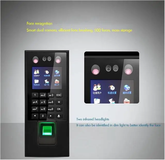 Alt view image 6 of 6 - Access Control Time Attendance Machine Face Recognition Fingerprint Password Checking-in