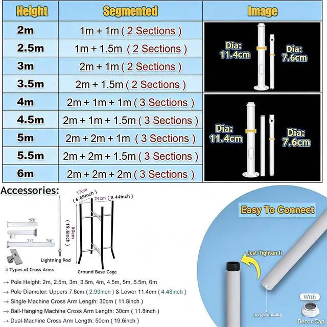 Alt view image 5 of 7 - Outdoor Security Camera Pole, Universal Surveillance Post Stand with 4 Brackets, Adjustable Height for Home, Backyard, Industrial Use - 11.4ft/3.5m